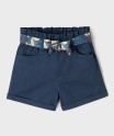 Short en coton taille haute avec ceinture à nouer fille